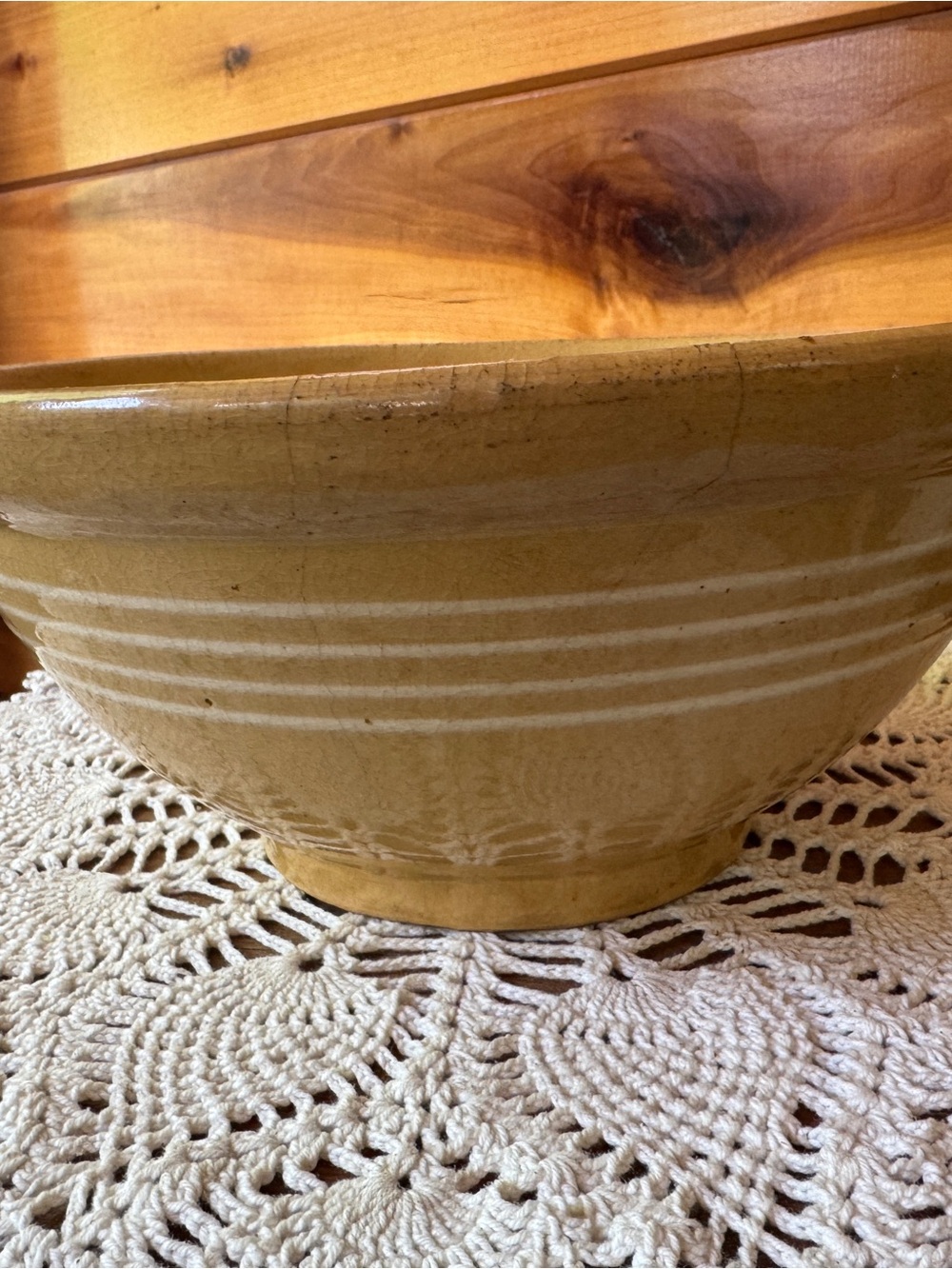 Vintage Yellow ware stoneware mixing bowl - Picture 6 of 7